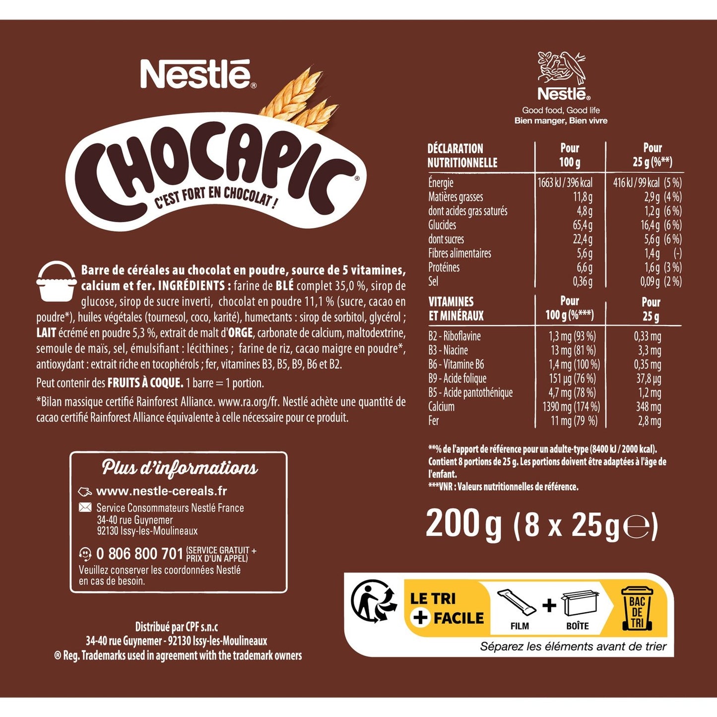 Barres Céréales Chocapic Chocolat NESTLE