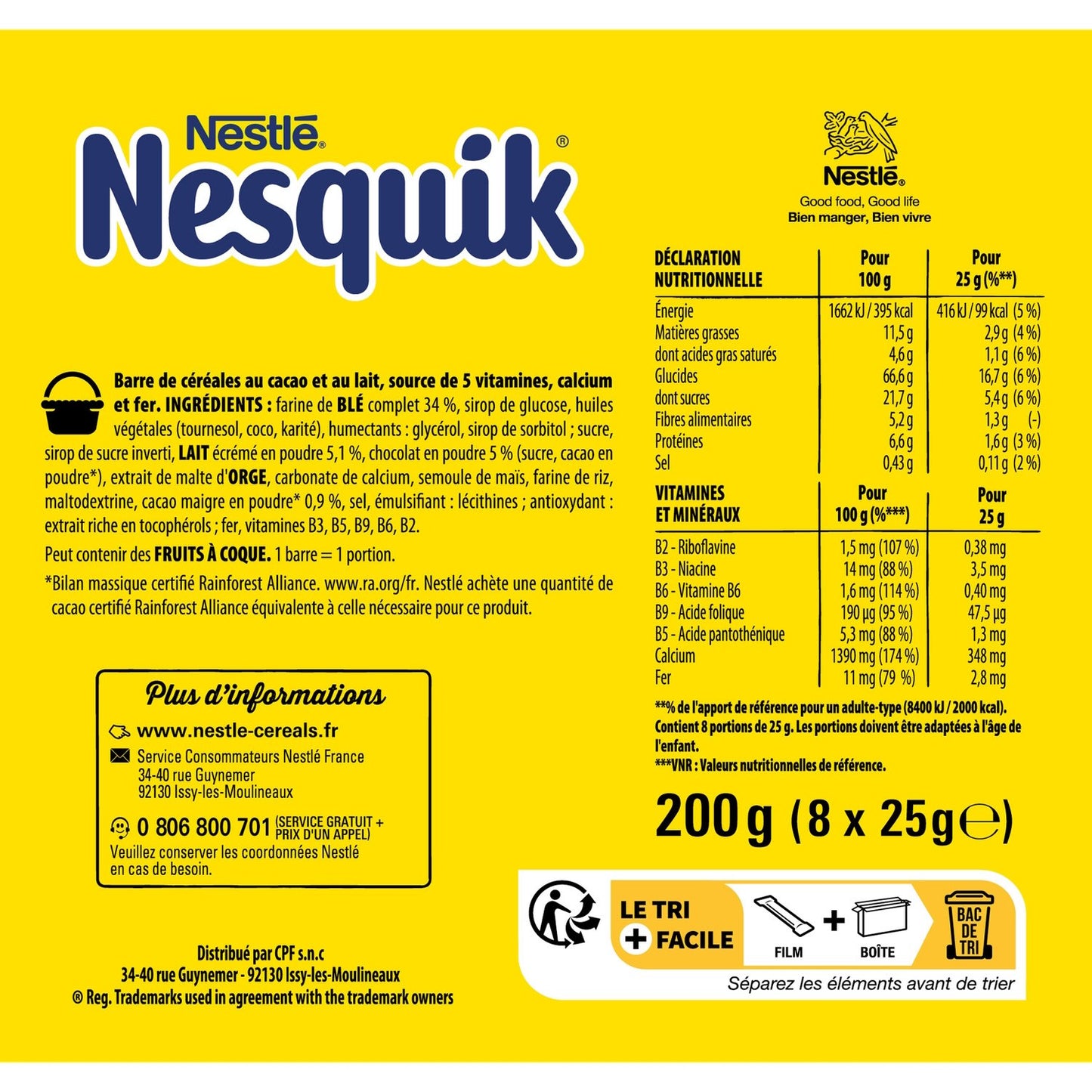 Barres Céréales Nesquik Chocolat NESTLE