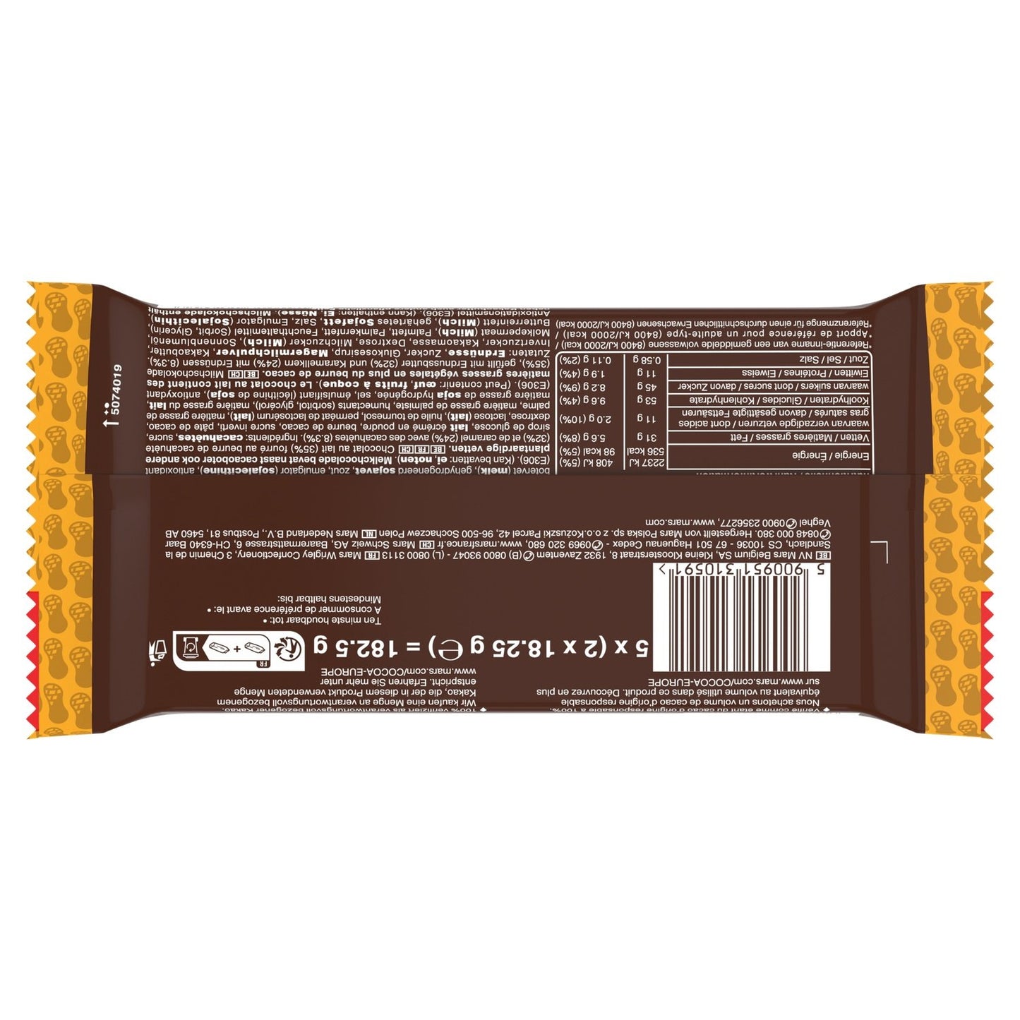 Barres Chocolatées Beurre de Cacahuète et Caramel SNICKERS