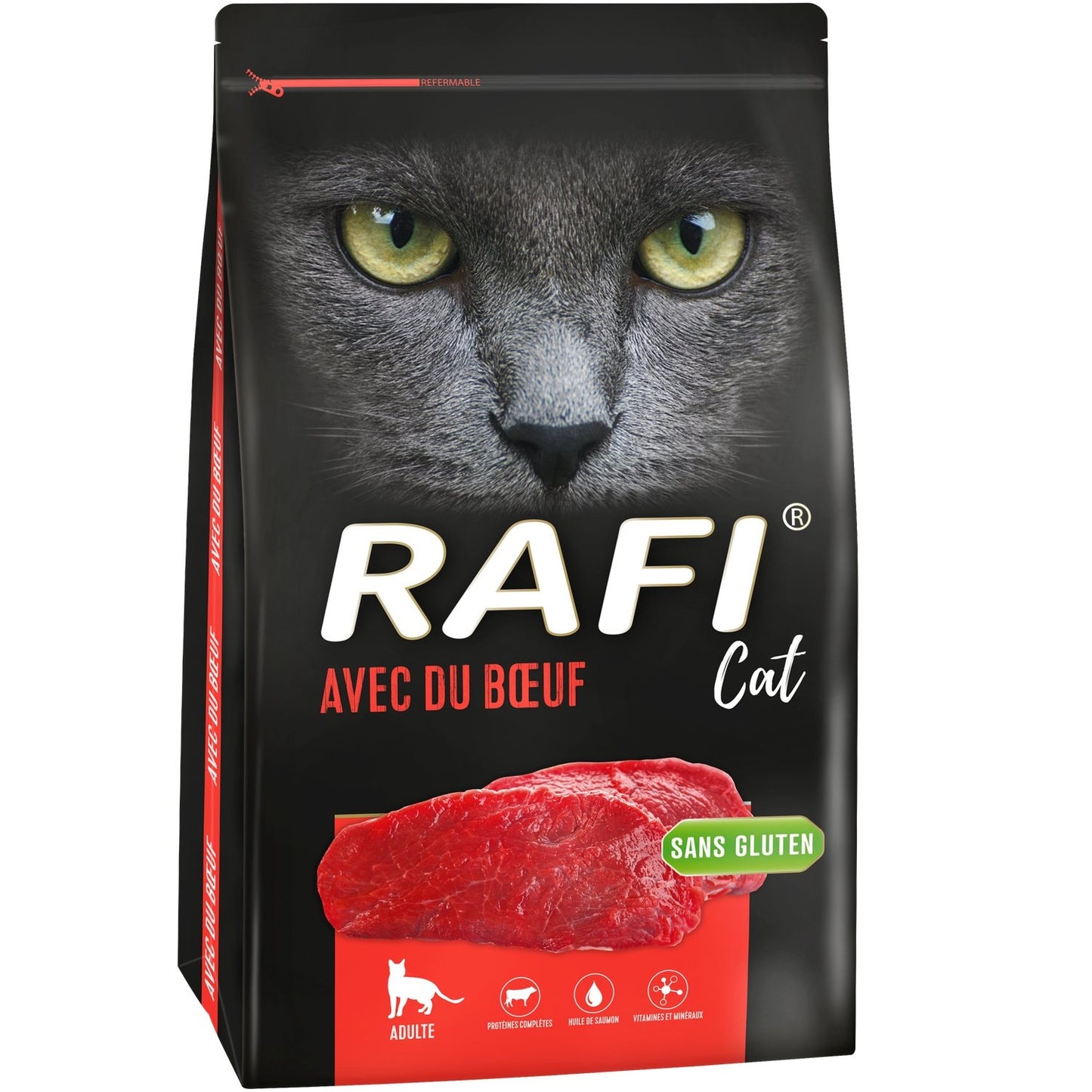 Croquettes pour Chat Adulte Boeuf Sans Céréales RAFI le paquet de 7Kg