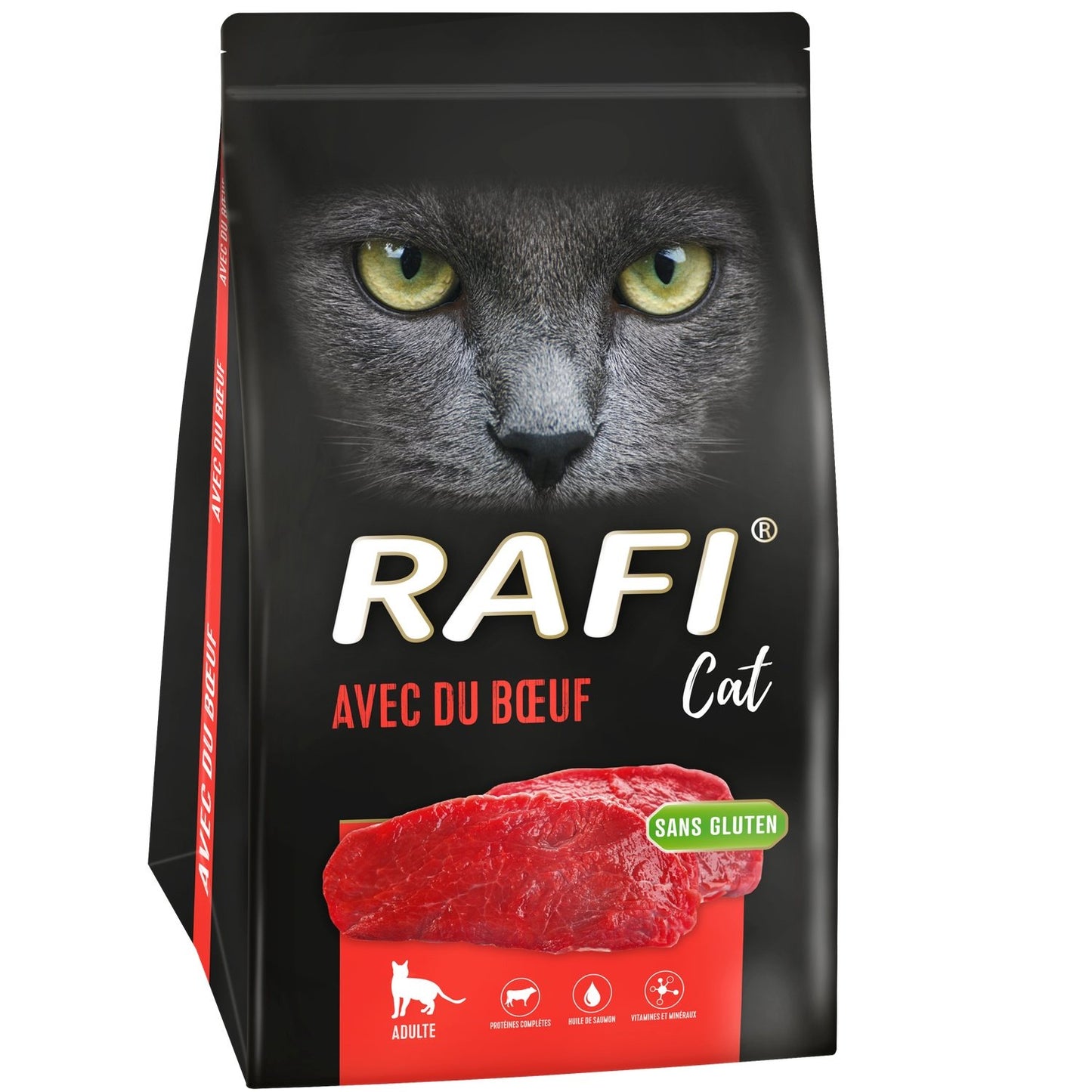 Croquettes pour Chat Adulte Boeuf Sans Gluten RAFI le paquet de 1,5Kg
