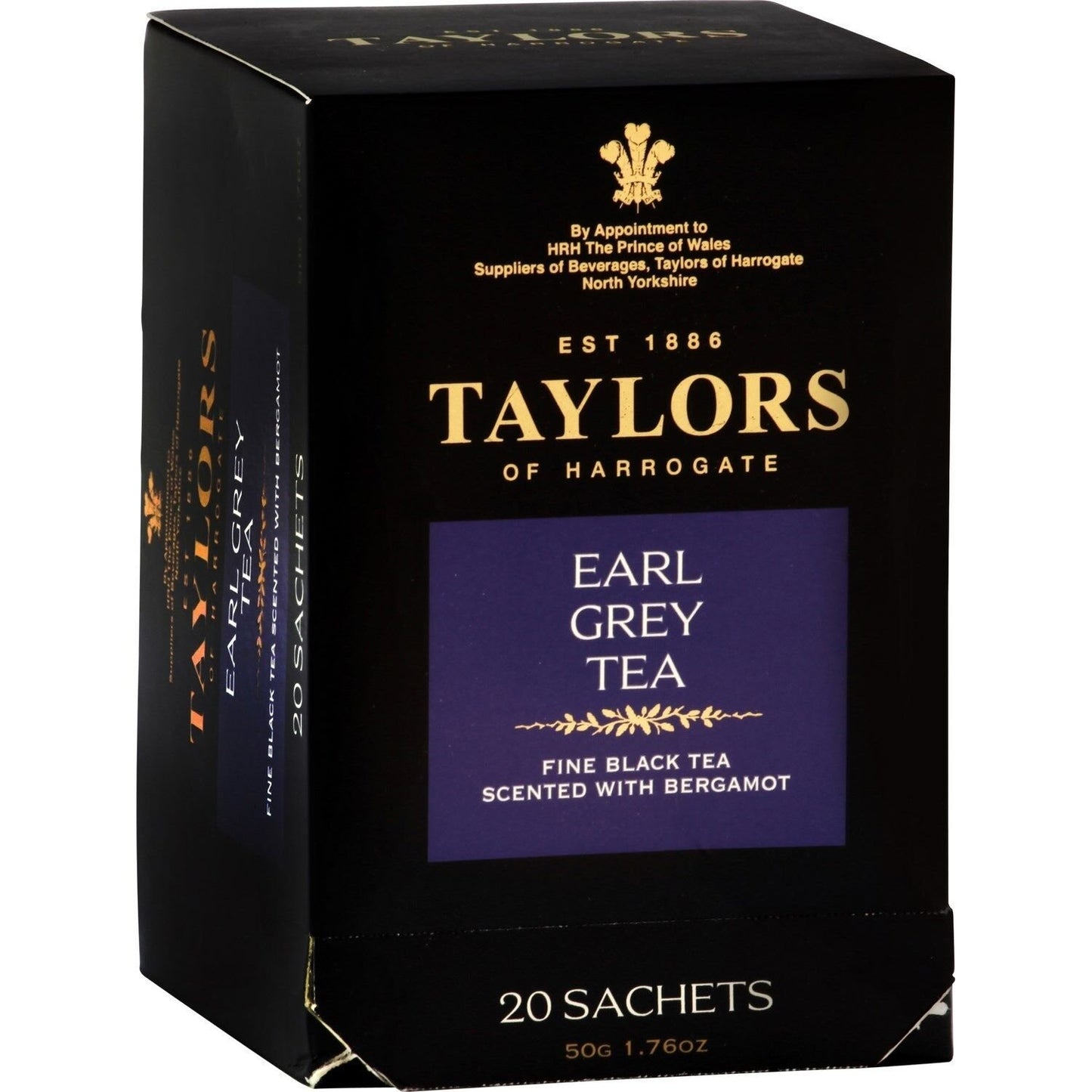 Thé Noir Earl Grey Tea TAYLORS OF HARROGATE la boite de 20 sachets - 50 g