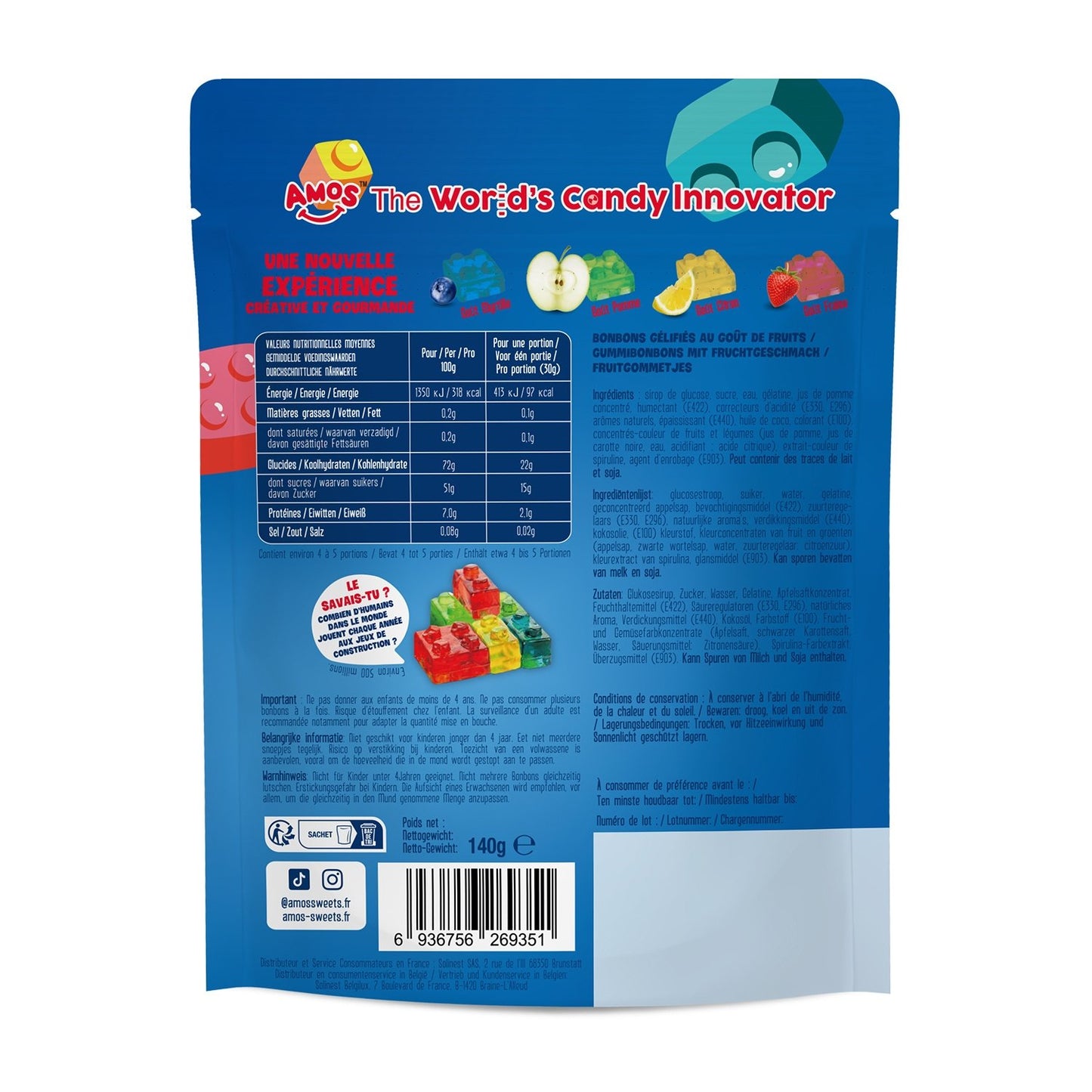 Bonbon Kids Blocks Goût Fruit AMOS