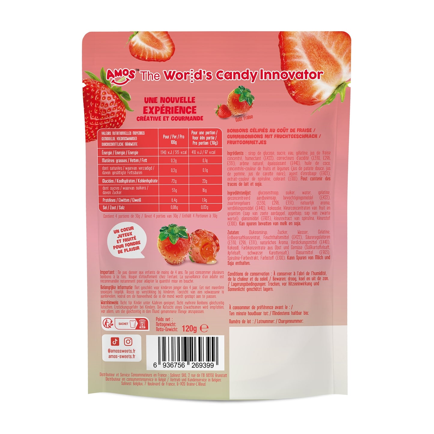 Bonbon goût fruit fraise AMOS