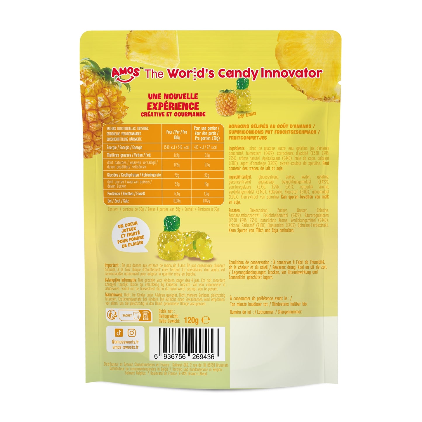 Bonbon goût fruit ananas AMOS