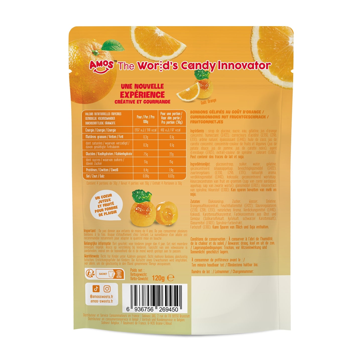 Bonbons fruits orange AMOS