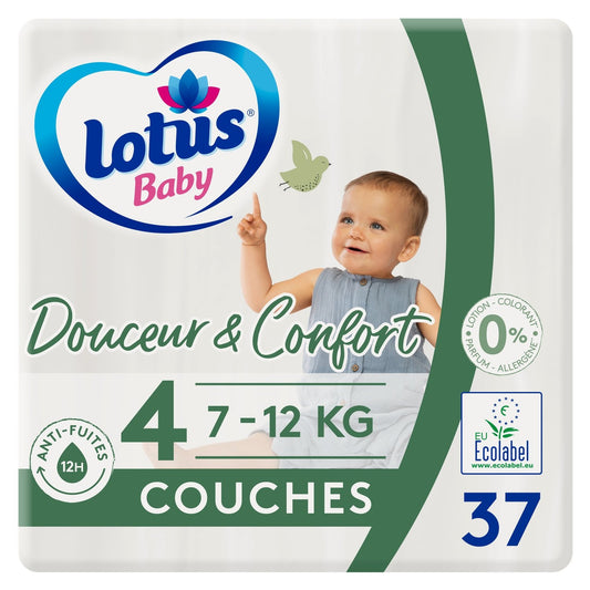 Couches Bébé Taille 4 : 7  12kg Douceur Naturelle LOTUS BABY