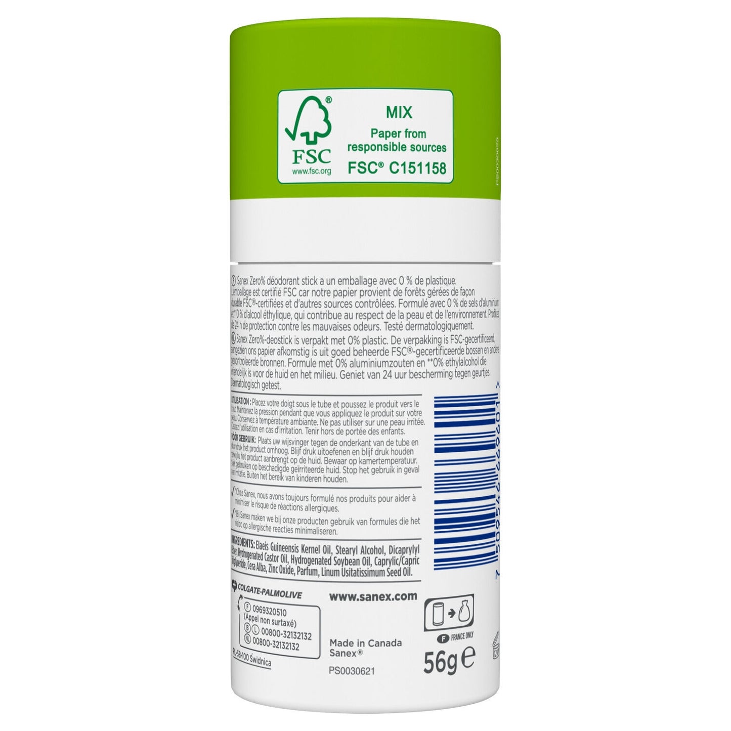 SANEX Respect & Control Zero 0% Solid Stick Deodorant