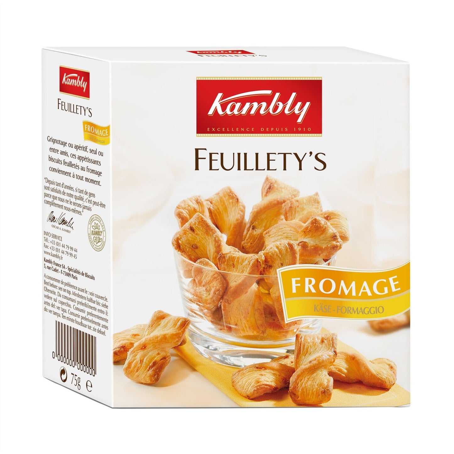 Biscuits Apéritifs Feuilleté Fromage KAMBLY la boite de 75 g