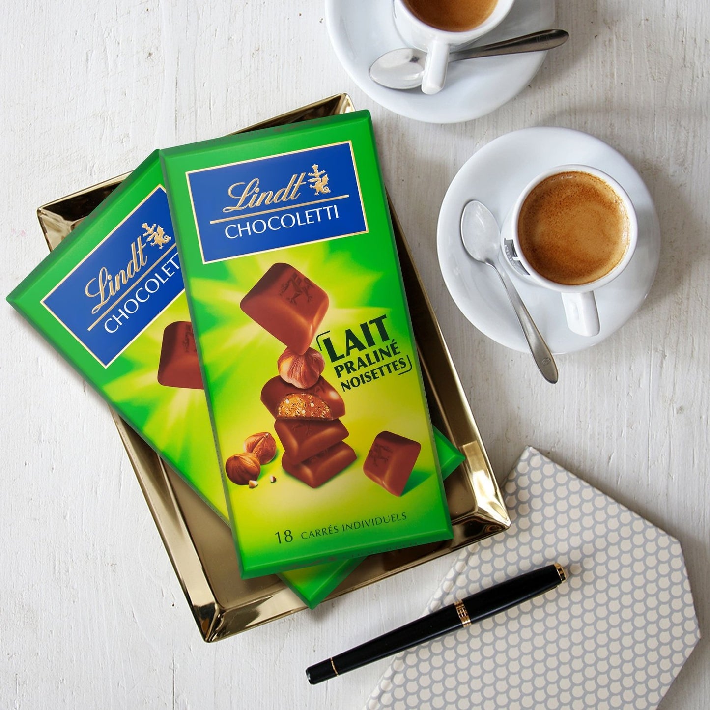 LINDT Milchschokolade Quadrat Chocoletti Haselnuss Praline