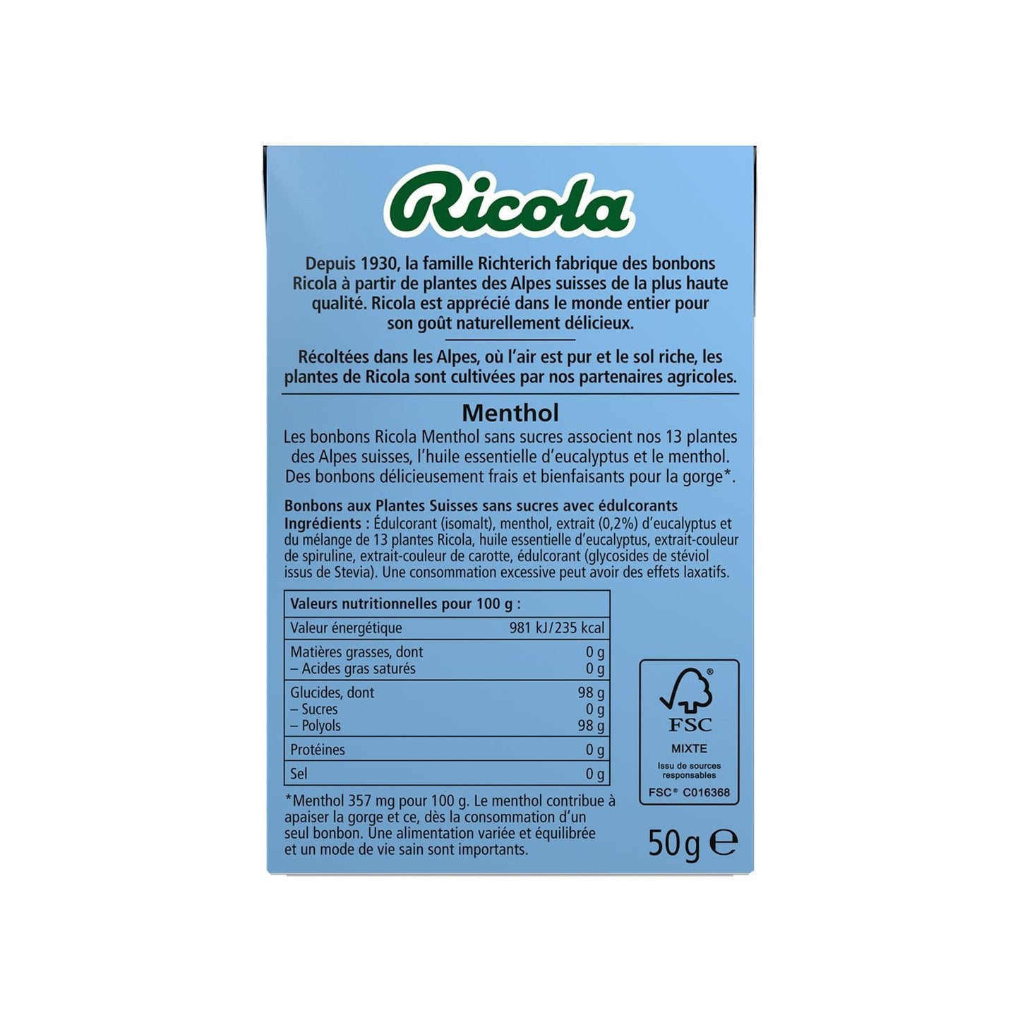 RICOLA Menthol Candies