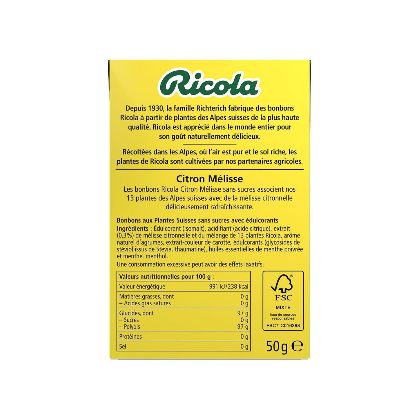 Bonbons Citron Mélisse RICOLA