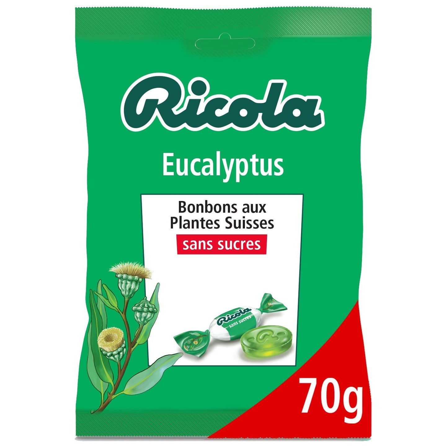 Bonbons Eucalyptus S/sucres RICOLA le sachet de 70 g