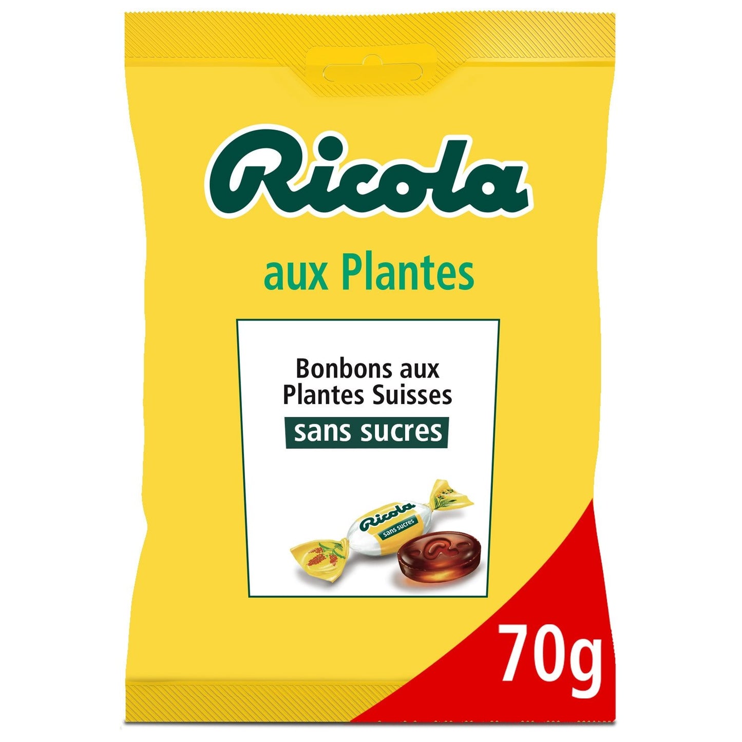 Bonbons aux Plantes Sans Sucres RICOLA le sachet de 70 g