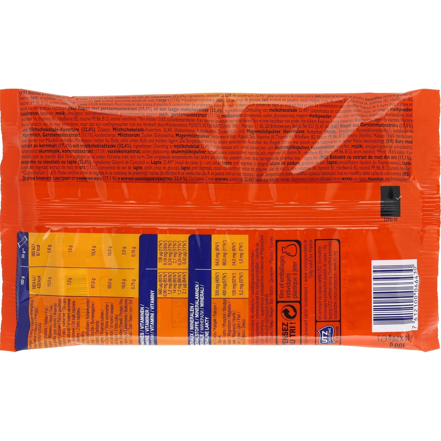 Barres Céréales Ovomaltine Chocolat au Lait OVOMALTINE