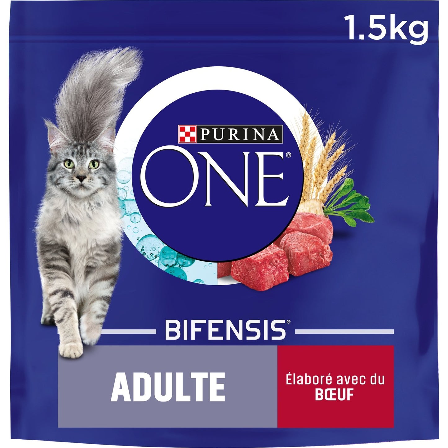 Croquettes pour Chat Adulte Boeuf Bifensis PURINA ONE Le sac d'1,5kg