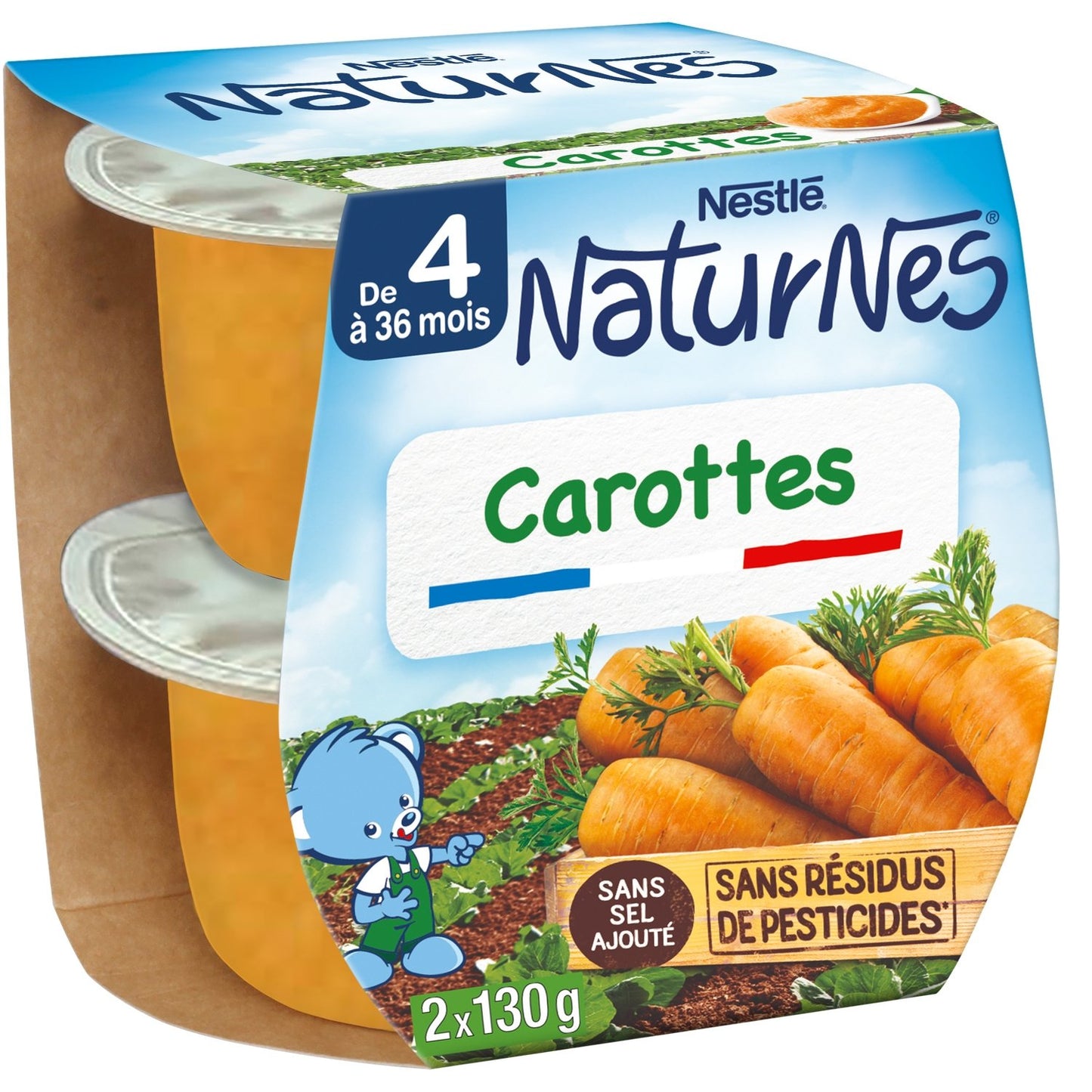 Plat Bébé Dès 4 à 6 Mois Carottes Naturnes NESTLE 2 pots de 130 g