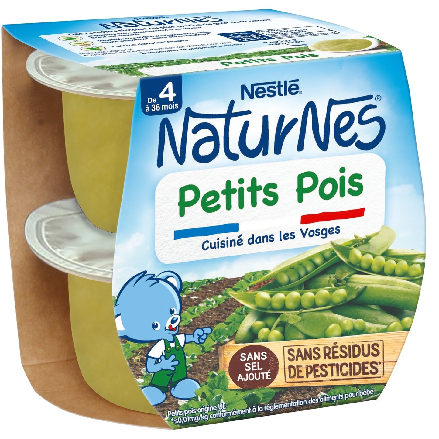 Plat Bébé Dés 4/6 Mois Petits Pois Naturnes NESTLE 2 pots de 130 g