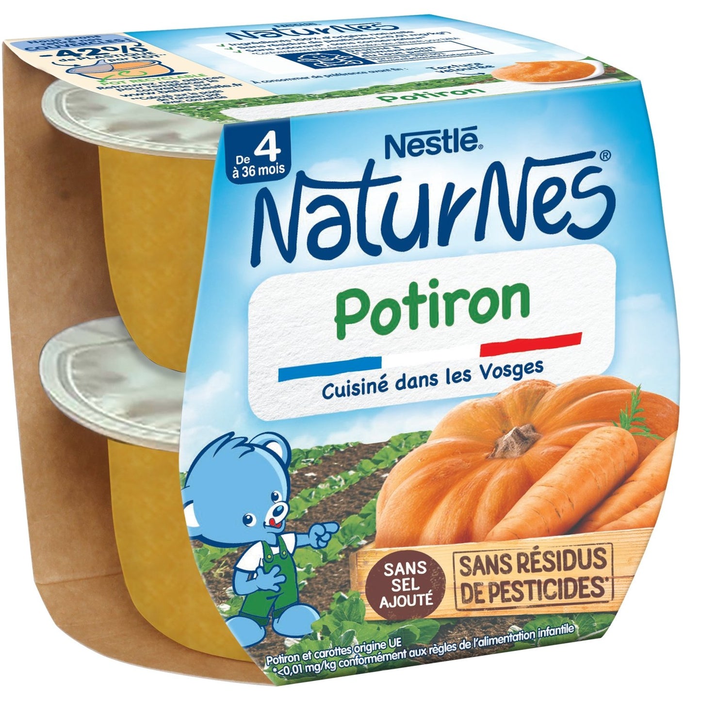 Plat Bébé Dés 4/6 Mois Potiron Naturnes NESTLE 2 pots de 130 g