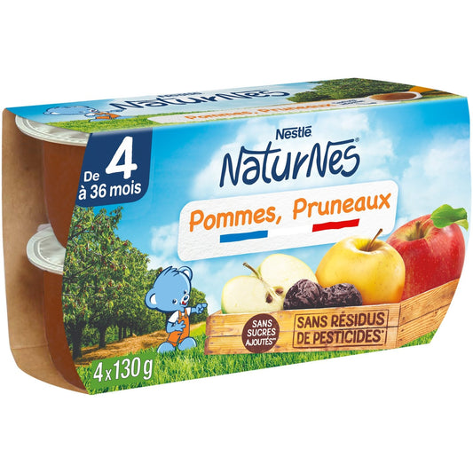 Compotes Bébé Dès 4/6 Mois, Pommes Pruneaux NATURNES