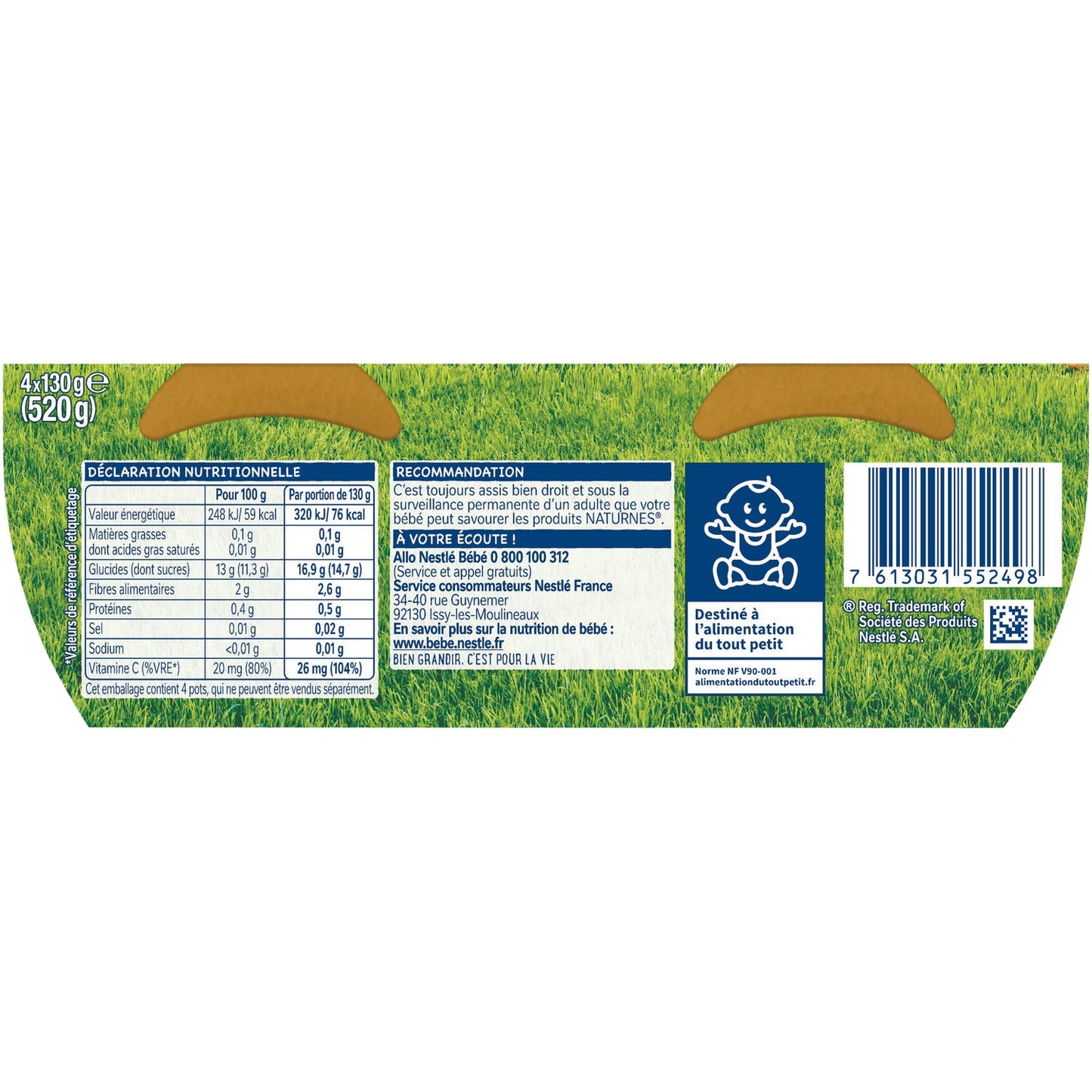 Compotes Bébé Dés 8 Mois, Fruits du Soleil NESTLE