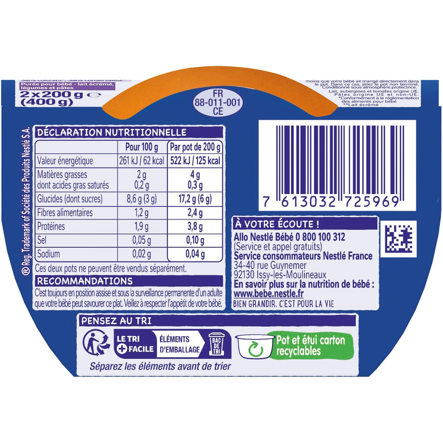 Baby-Abendessen ab 8 Monaten Auberginen-Tomaten-Pasta Little Souper NESTLE