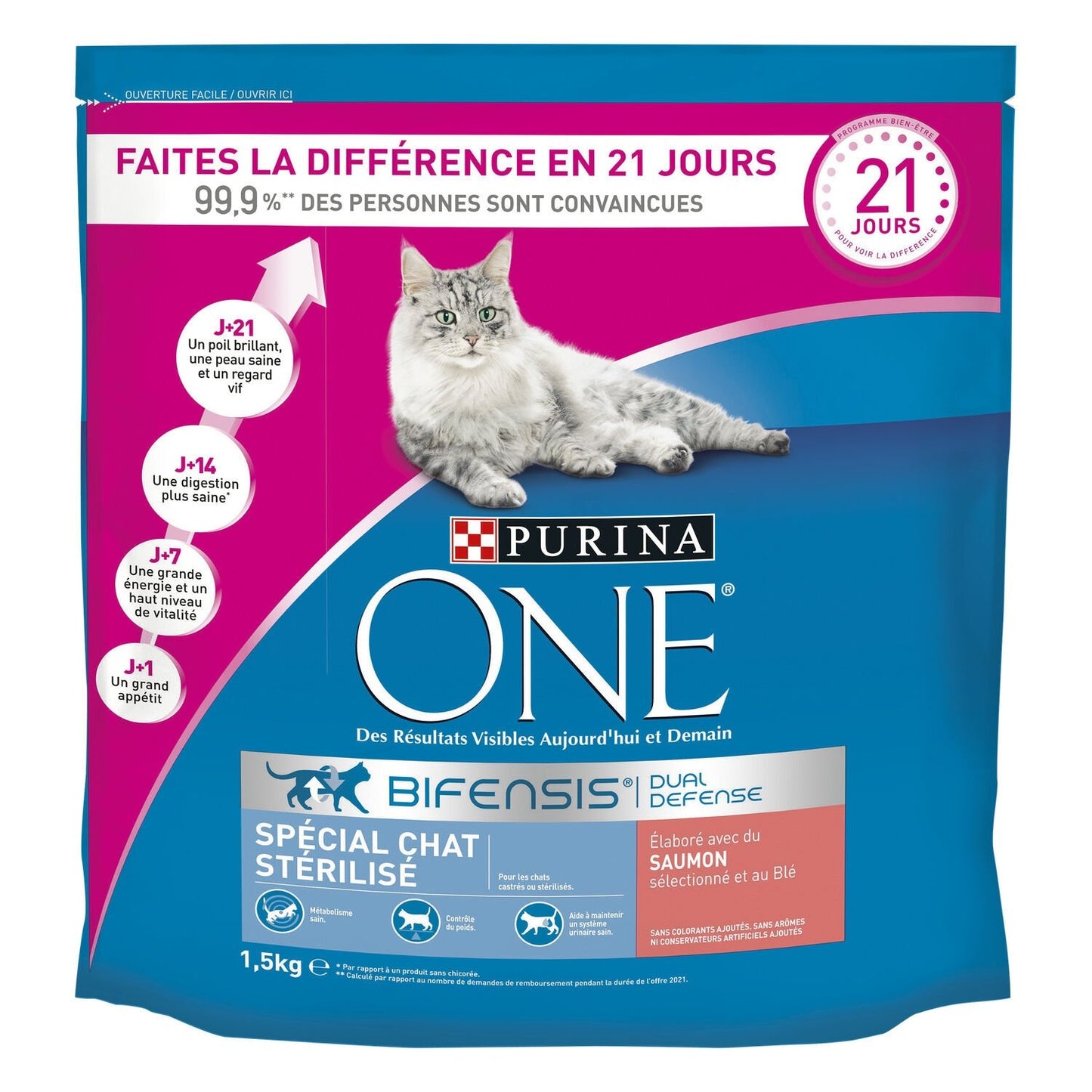 Croquettes pour Chat Adulte Stérilisé Saumon Bifensis PURINA ONE Le sac d'1,5kg