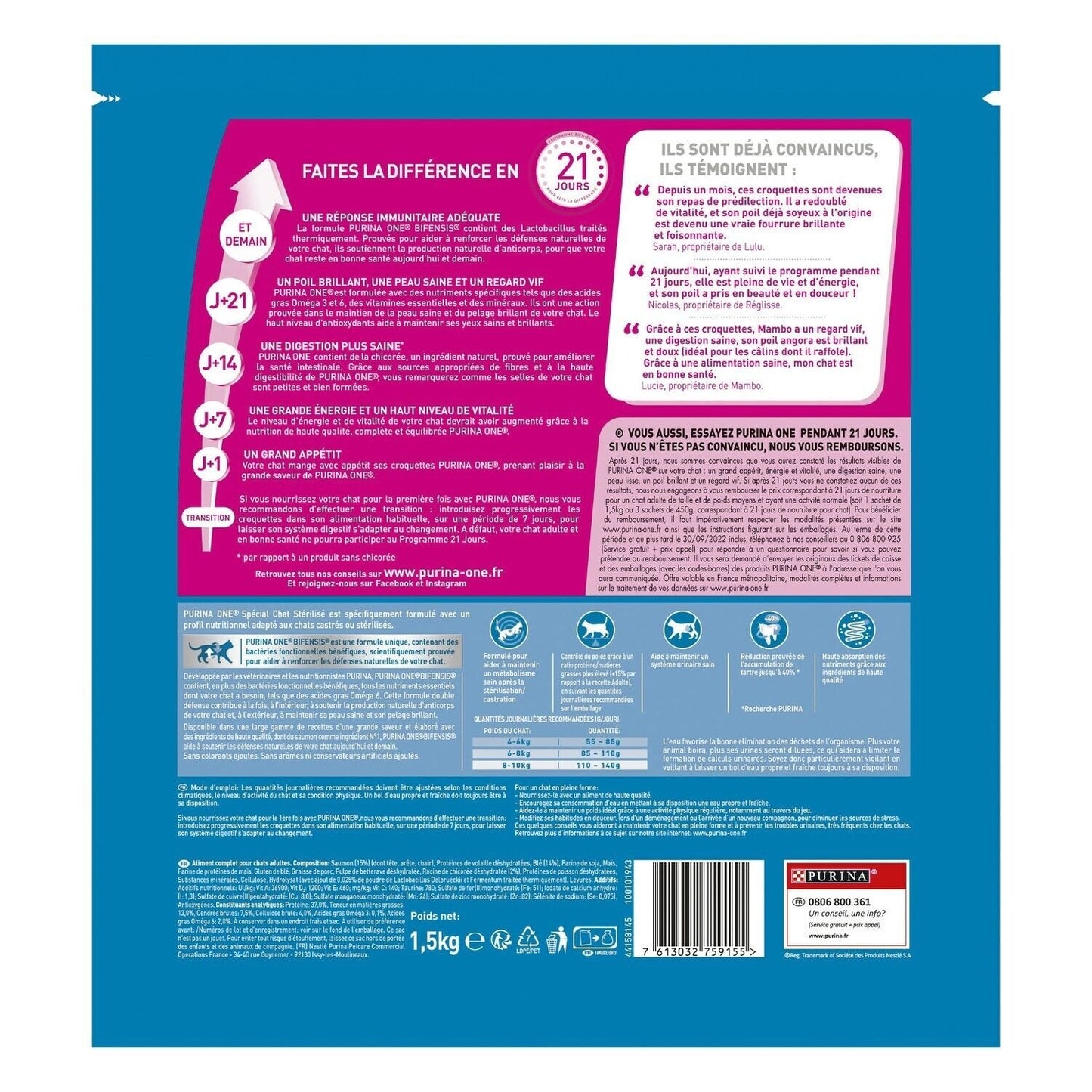Croquettes pour Chat Adulte Stérilisé Saumon Bifensis PURINA ONE