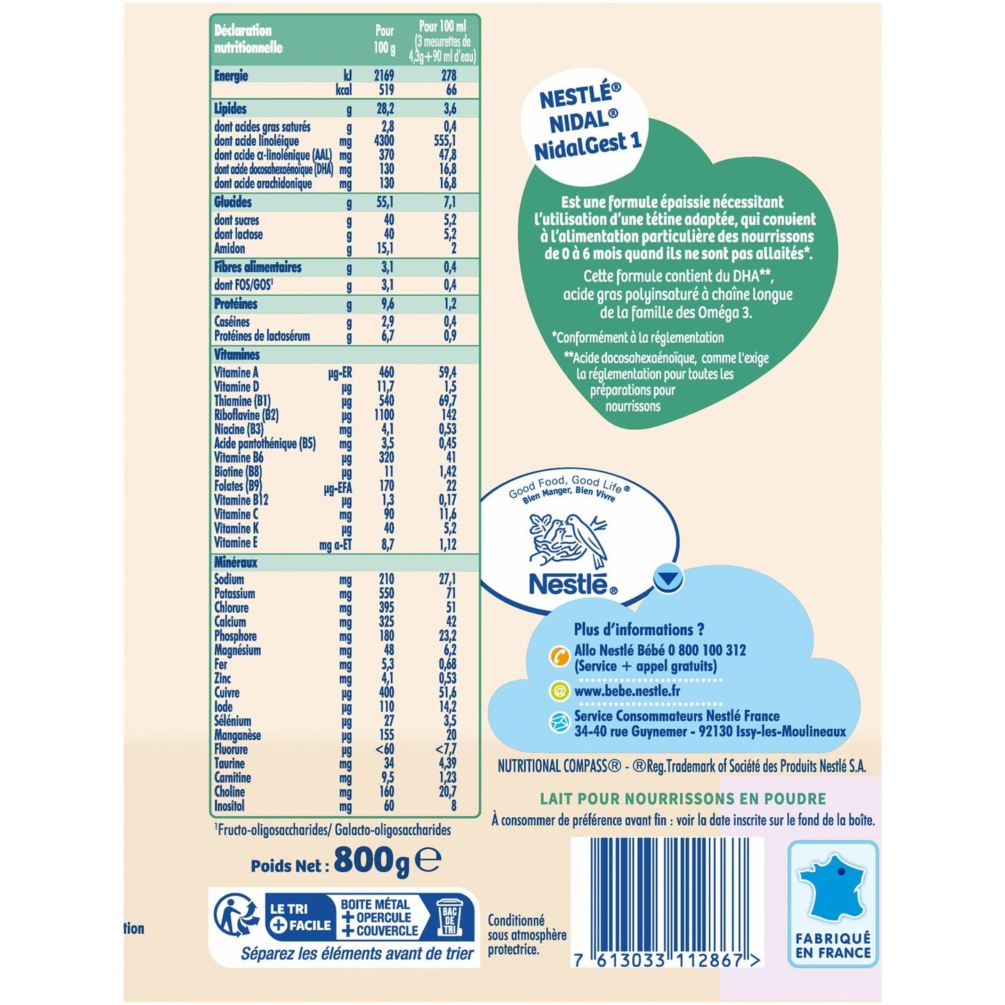 NIDAL 1st Age Powdered Baby Milk Thickened Formula