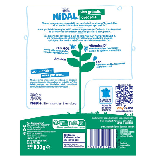 Lait Bébé en Poudre 2ème Âge NIDAL