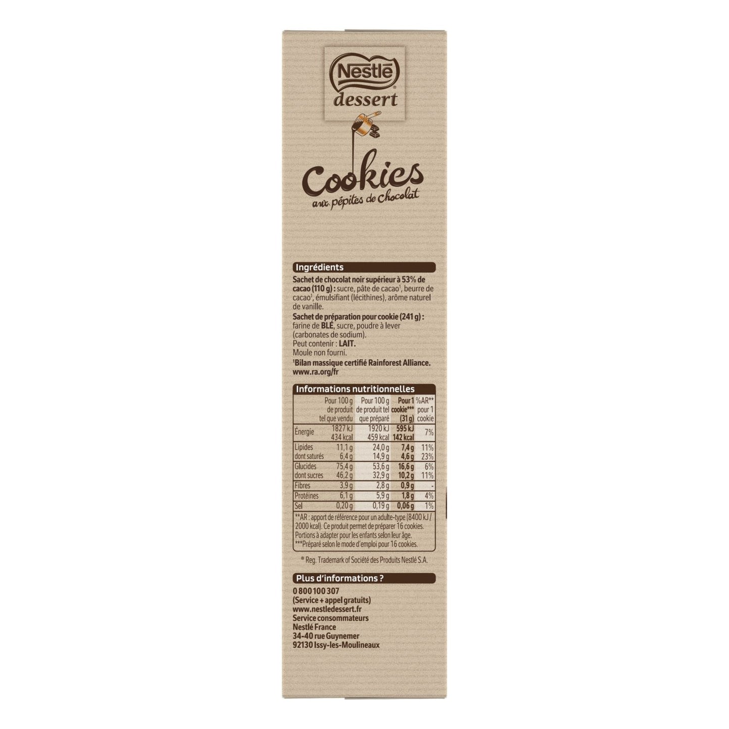 Préparation pour Gâteau Cookies aux Pépites de Chocolat NESTLE DESSERT