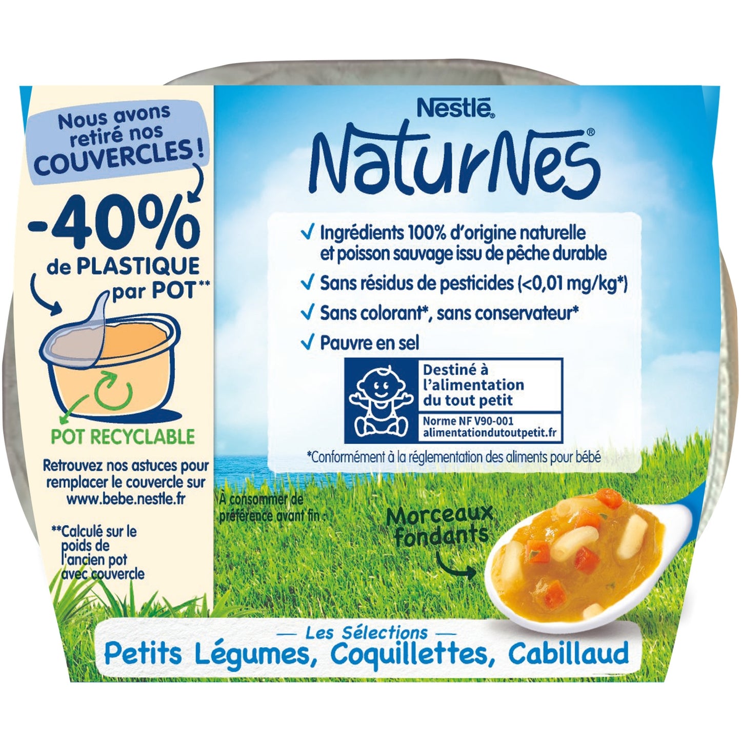 Plat Bébé Légumes Coquillettes Cabillaud NATURNES