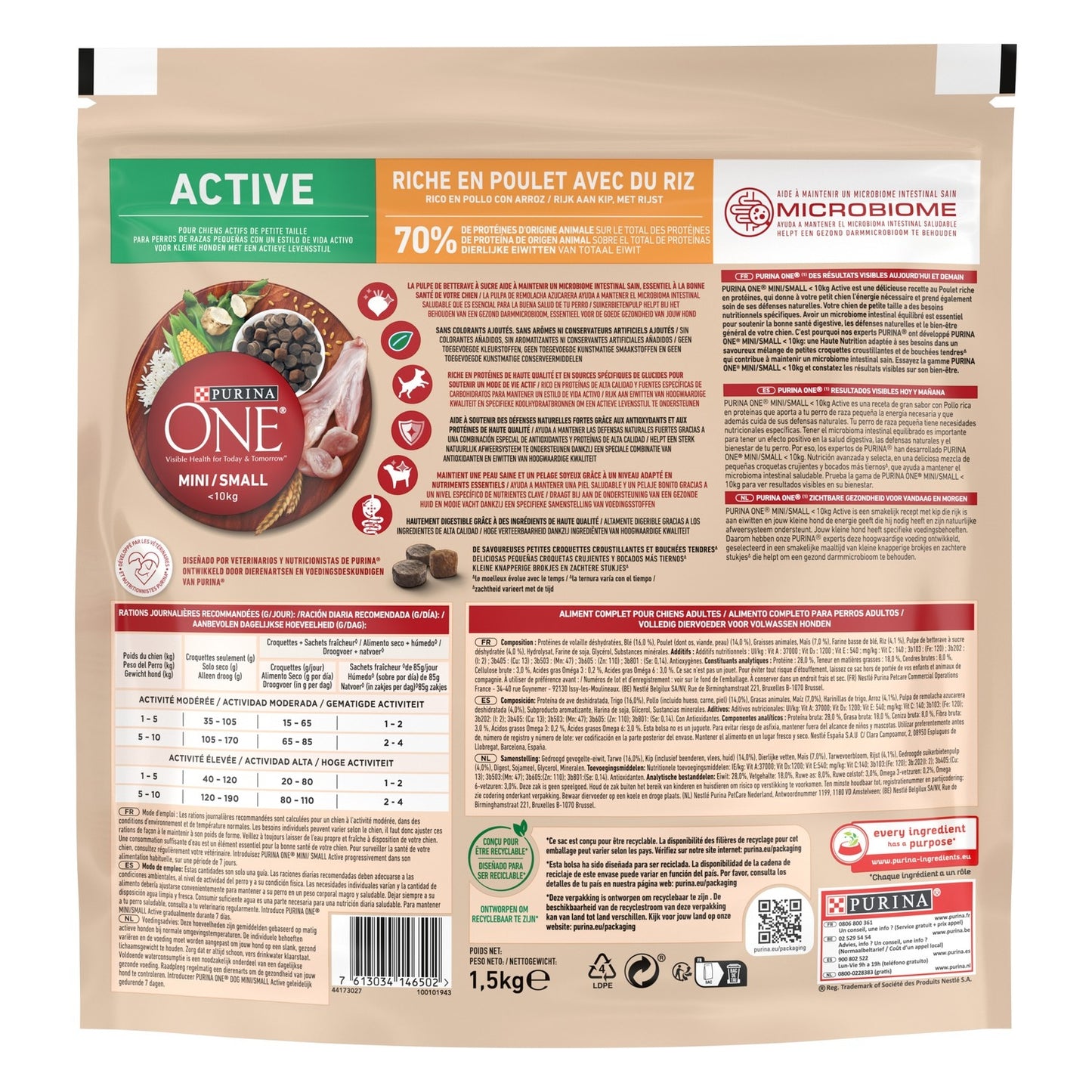 Croquettes pour Chien Adulte Petit <10kg Poulet Riz PURINA ONE
