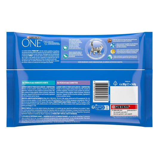 PURINA ONE Adult Katzenfutter Thunfisch, Kalbfleisch, Gemüse für die Innenhaltung