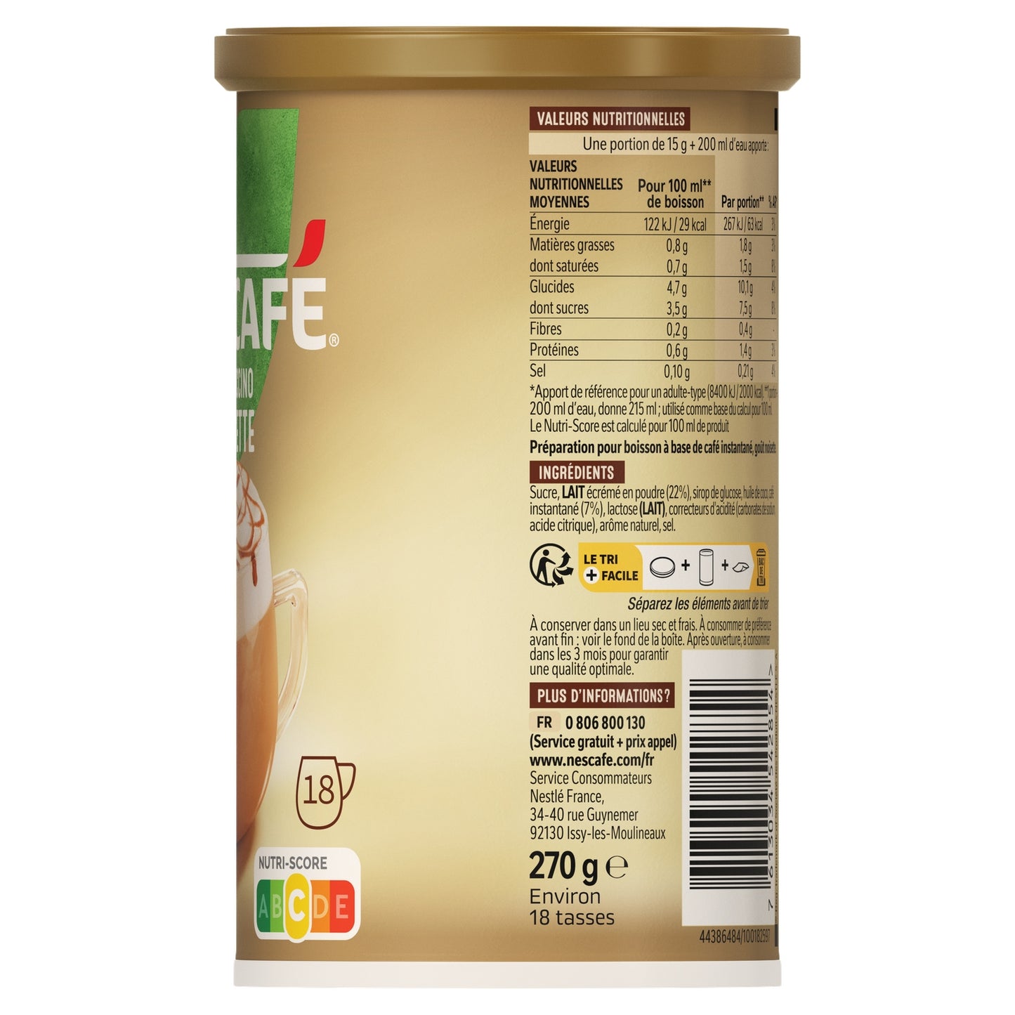Café Soluble Cappuccino Noisette NESCAFE