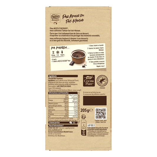 Tablette de Chocolat Noir Dessert NESTLE