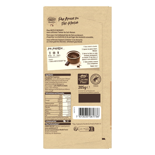 Tablette de Chocolat Noir NESTLE DESSERT