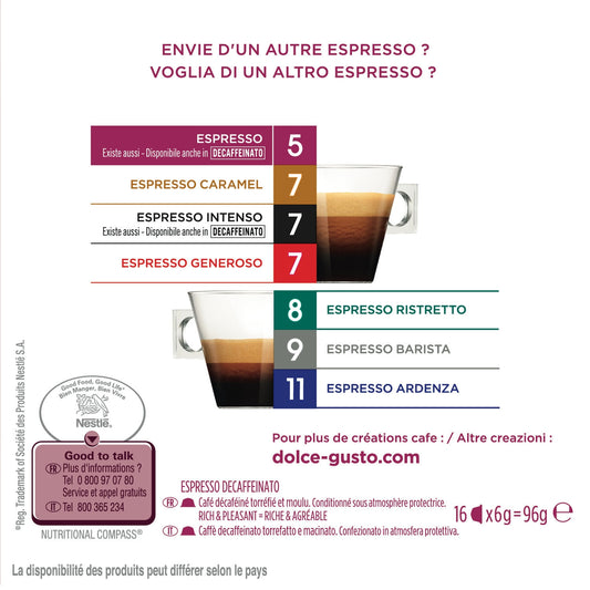 Decaffeinated Coffee Compatible Capsules DOLCE GUSTO NESTLE