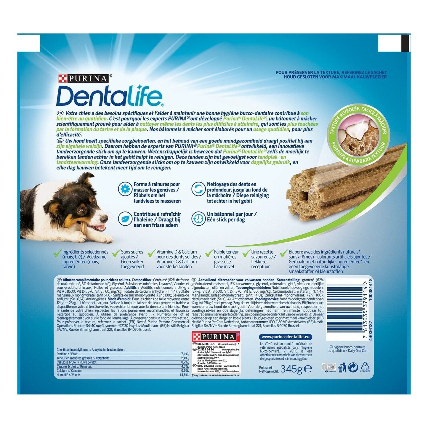 Friandises pour Chien Adulte Medium +10kg Hygiène Bucco Dentaire DENTALIFE