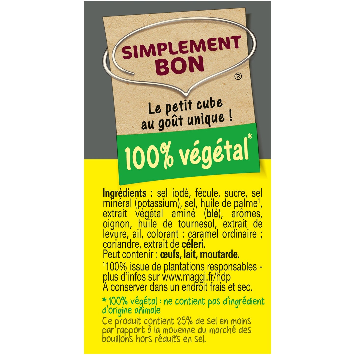 Bouillon en Cubes 25% de Sel KUB OR