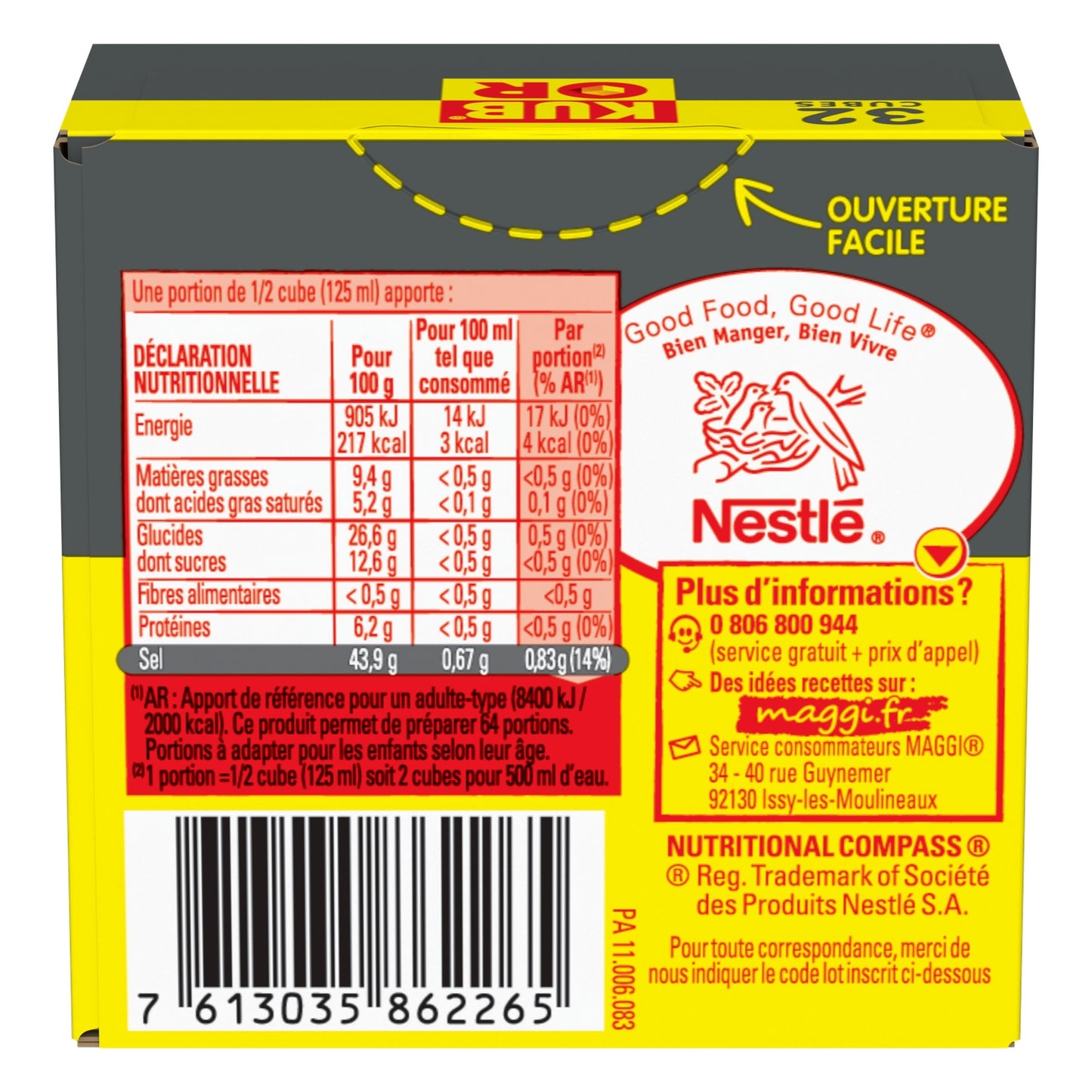 Bouillon en Cubes 25% de Sel KUB OR