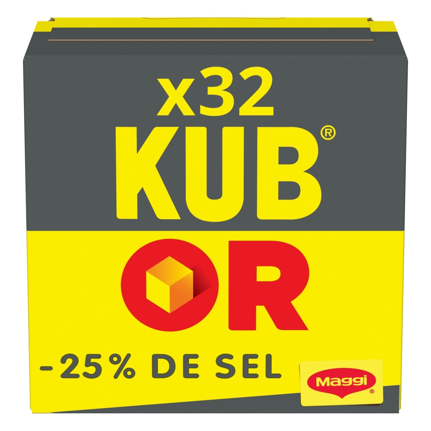 Bouillon en Cubes 25% de Sel KUB OR la boite de 32 cubes - 121,6 g