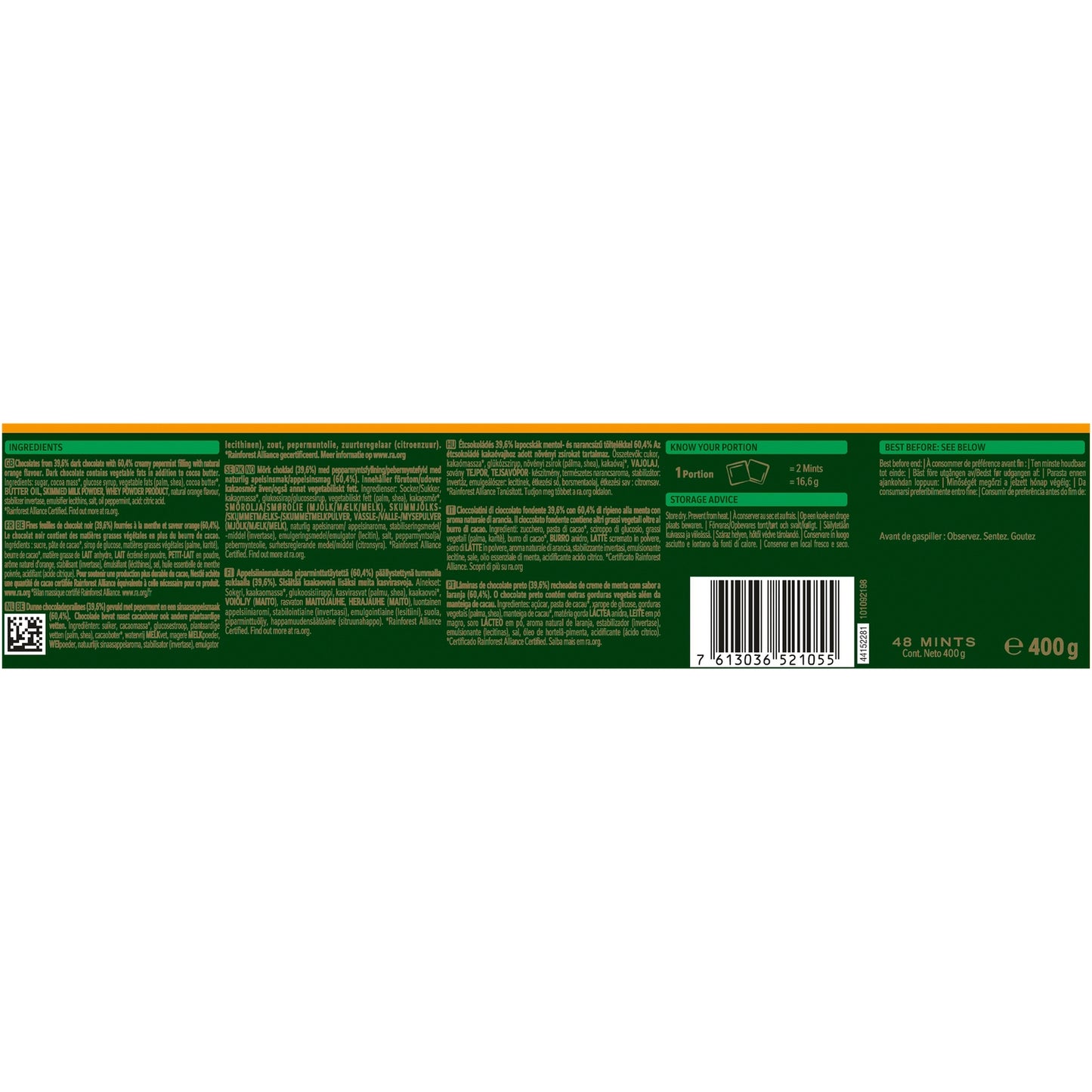 Dark Chocolate Filled with Mint Orange Flavor AFTER EIGHT