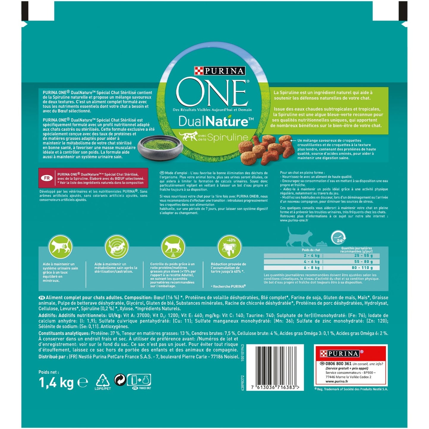 Purina One Spirulina Rind Sterilized Adult Katzenfutter