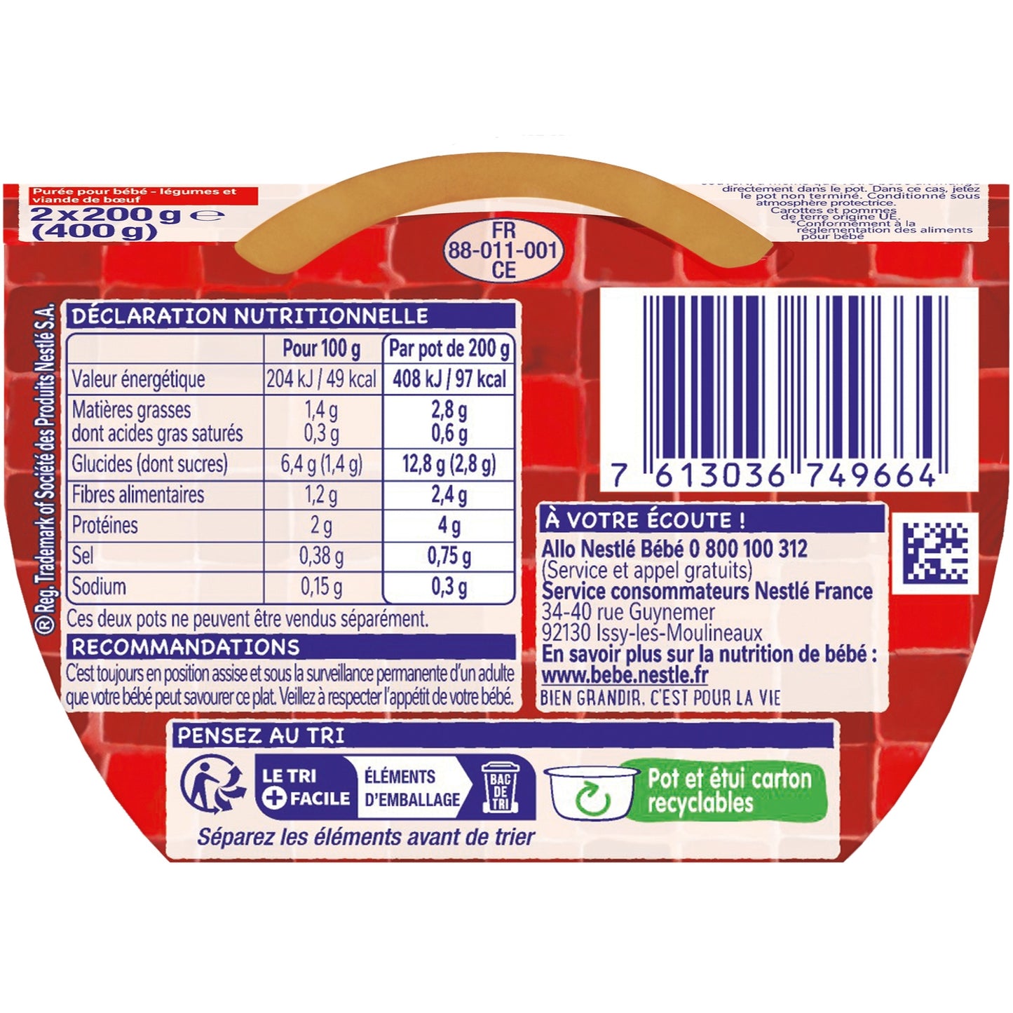 Plat Bébé Dès 12 Mois Légumes Bœuf Bourguignon P'tite Recette NESTLE