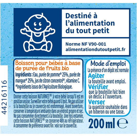 Boisson Bébé Dés 6 Mois, Pomme & Mangue Bio NESTLE