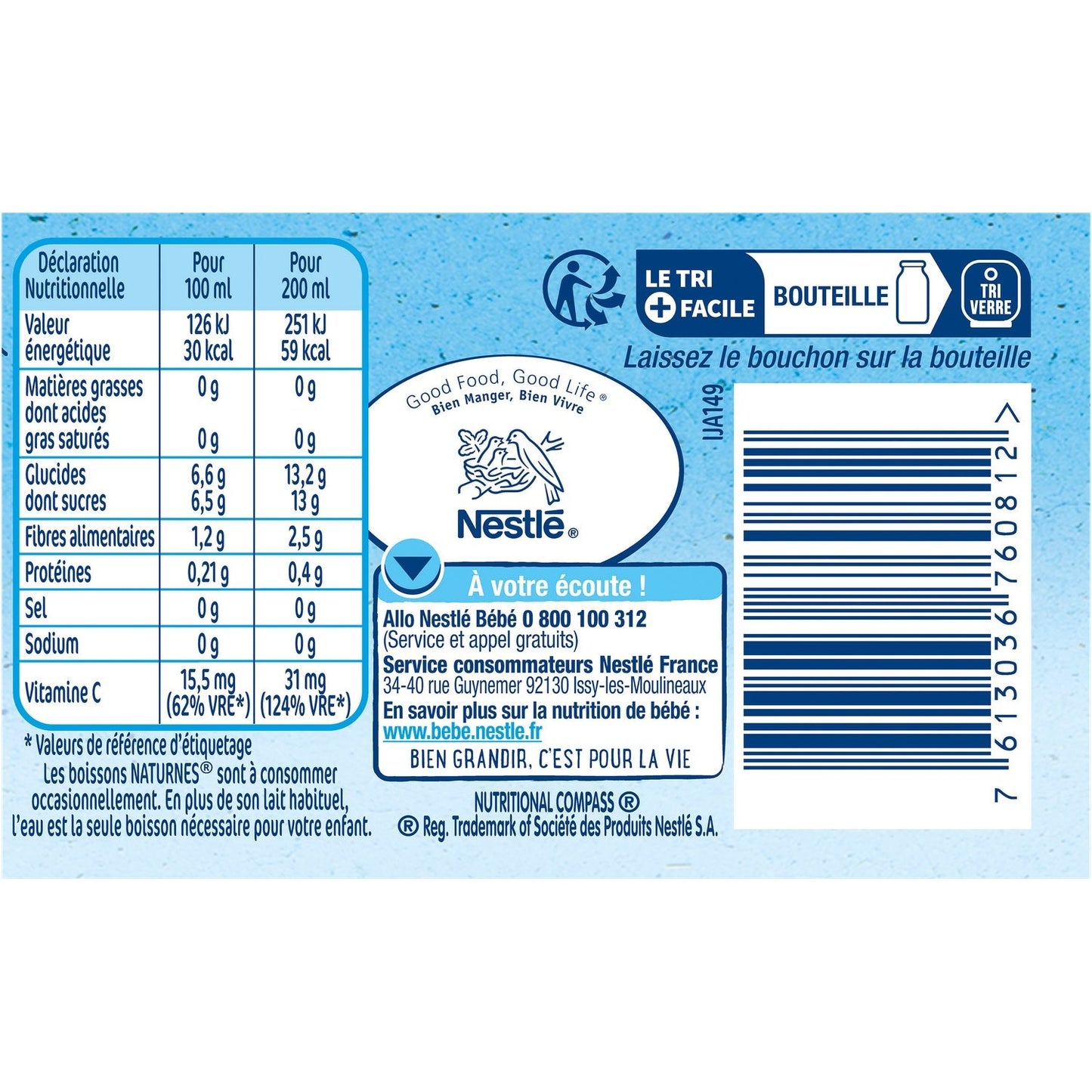 Boisson Bébé Dés 6 Mois, Pomme & Mangue Bio NESTLE