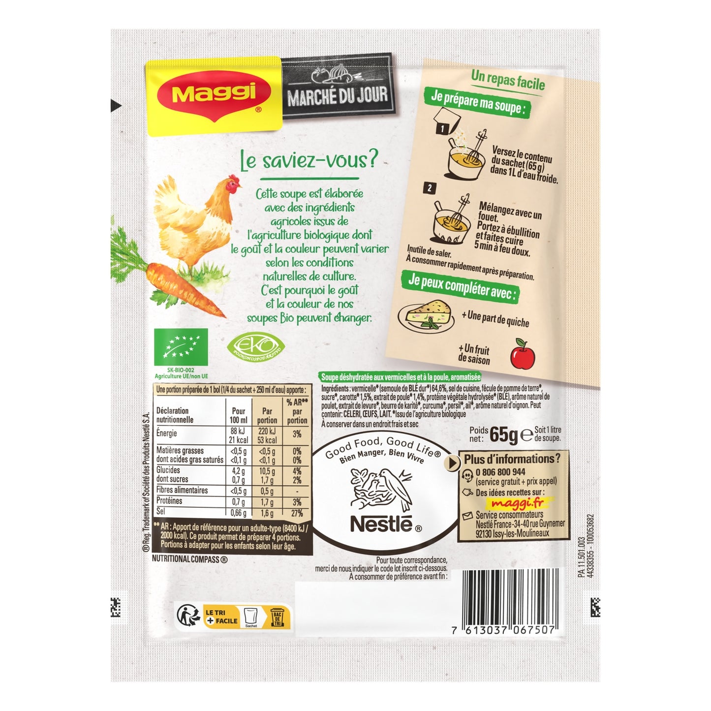 Soupe Déshydratée Poule Vermicelles Carotte Bio MAGGI