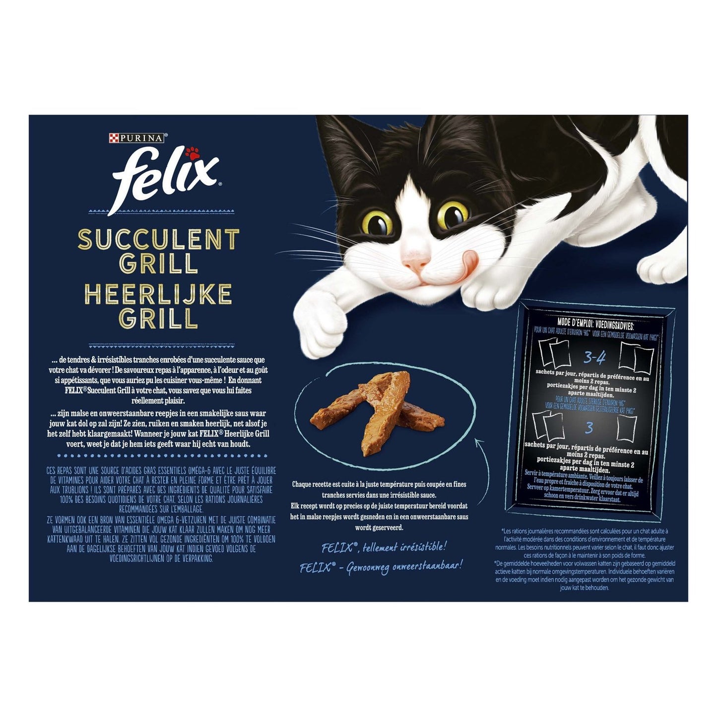 Pâtée pour Chat Adulte en Sauce Saumon Thon Cabillaud Carrelet Succulent Grill FELIX