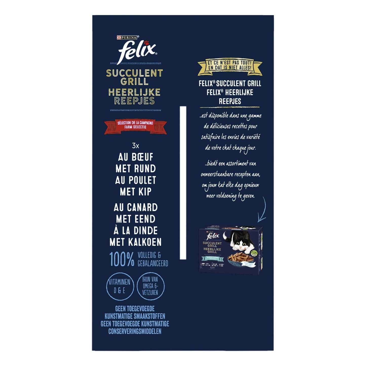Pâtée pour Chat Adulte en Sauce Boeuf Poulet Canard Dinde Succulent Grill FELIX